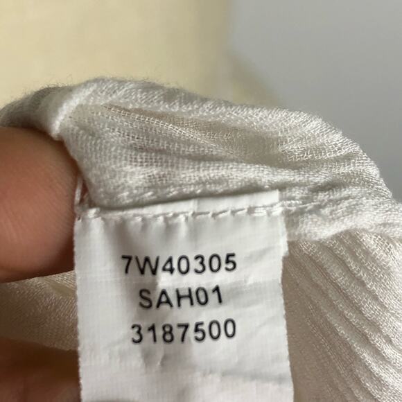 LUCKY BRAND White Popover Blouse Tassel Tie Short Sleeve Top Lightweight NWT S - Picture 7 of 7